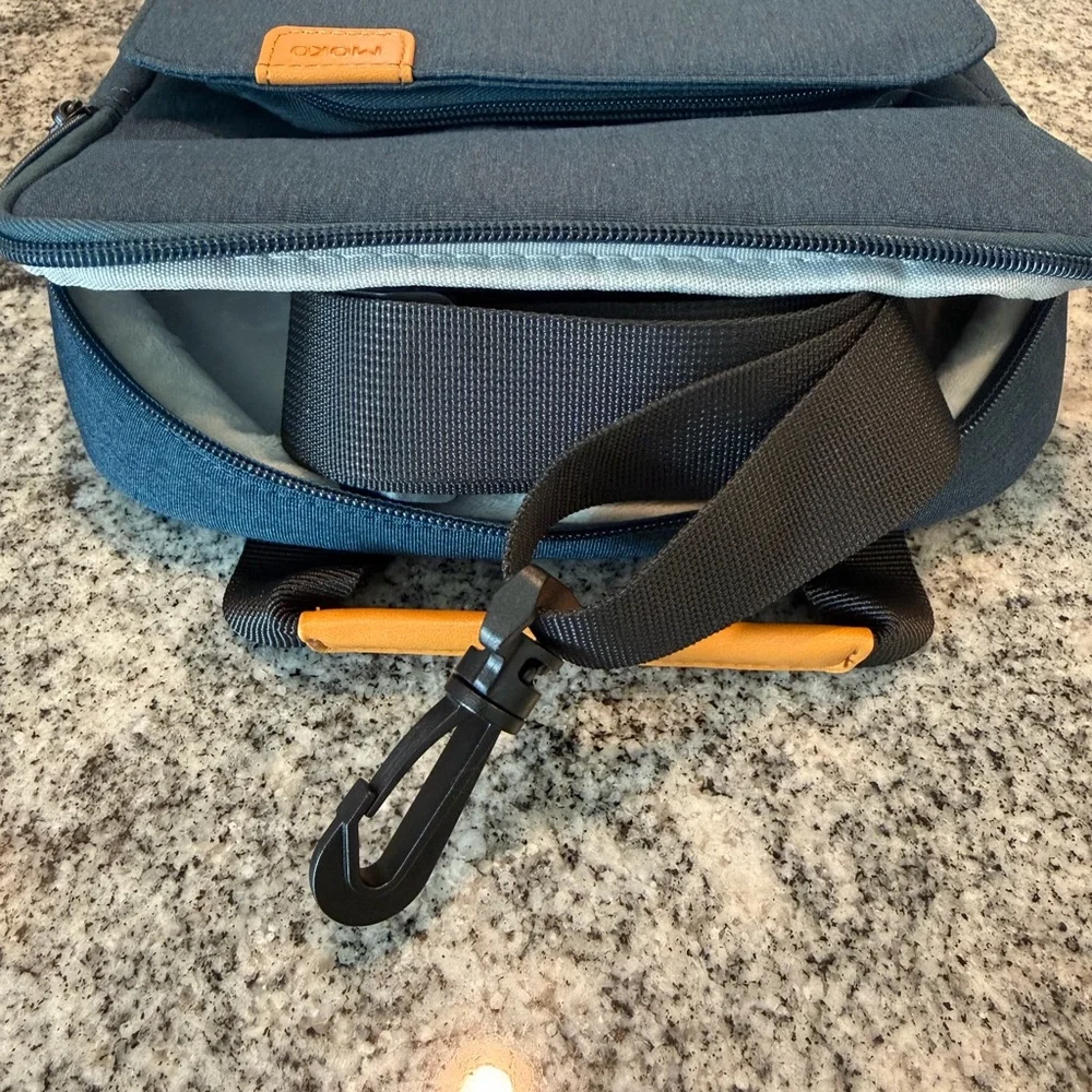 Moko Navy Blue Laptop Bag with Orange Accents. 9-11in Tablet Bag